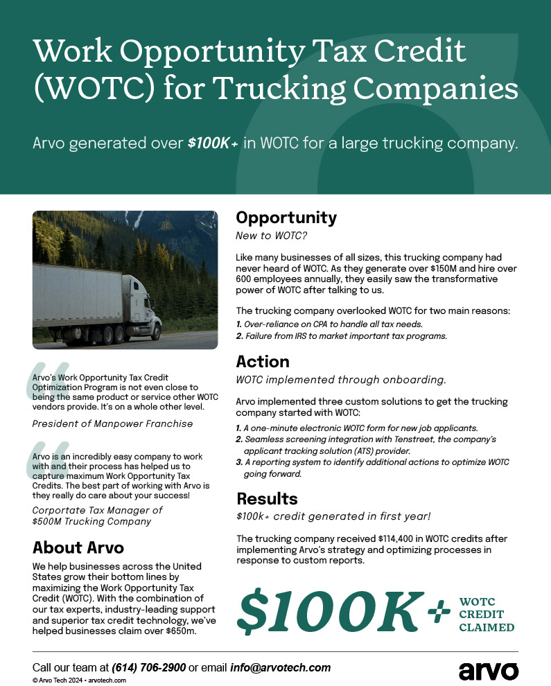 Arvo WOTC Trucking Case Study 2024